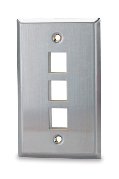 SignaMax SSKF-3 3-Port Single Gang Stainless Steel Faceplate