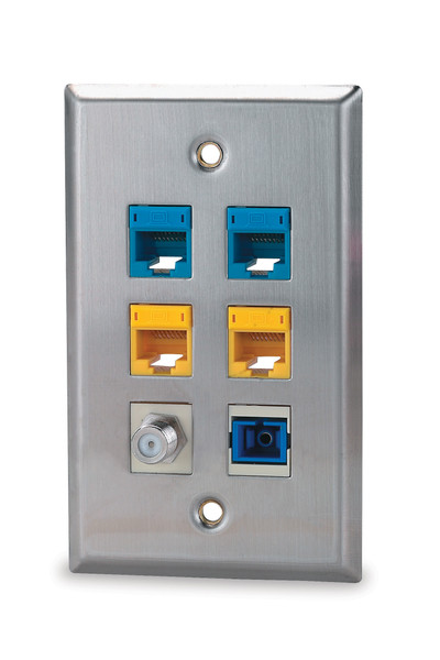 SignaMax SSKF-6 6-Port Single Gang Stainless Steel Faceplate