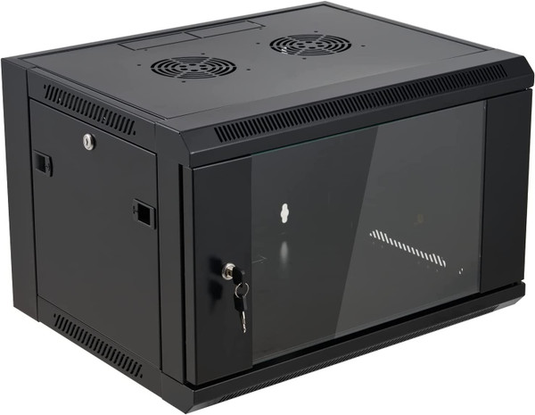 SES 6U Locking Glass Door Wall Mount Server Cabinet Network Rack Enclosure