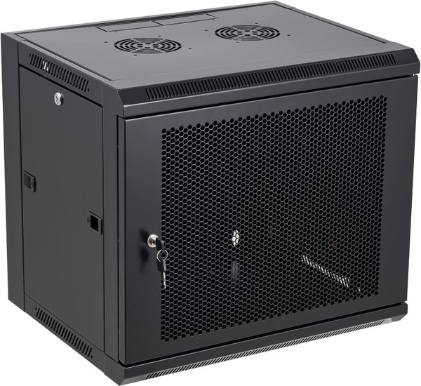SES 9U Locking Vented Door Wall Mount Server Cabinet Network Rack Enclosure