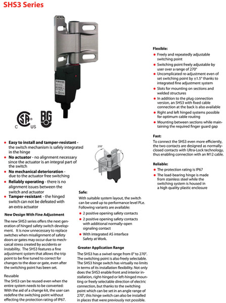 Altech 601.9390.042 SHS3 Series - Stainless Steel Version Safety Switch