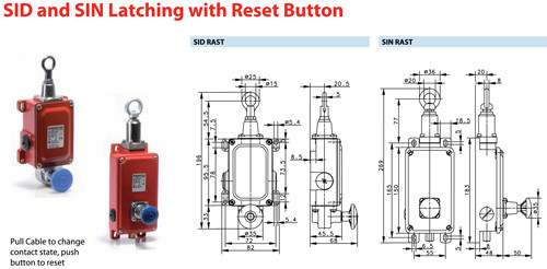Altech 601.1811.133 Standard Cable Pull Switches-Latching with Reset Safety Switch