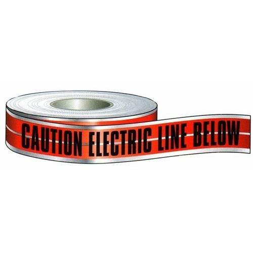 Morris 69030 3" x 1000Ft "Caution Electric Line Buried Below" Detectable Red Tape