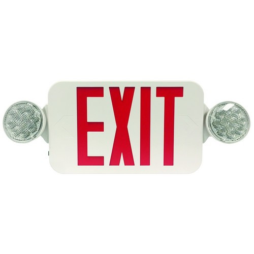 Morris 73050 Round Head LED Combo Exit Emergency Light High Output Red LED White Housing