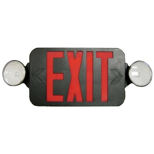 Morris 73055 Round Head LED Combo Exit Emergency Light High Output Remote Capable Red LED Black Housing