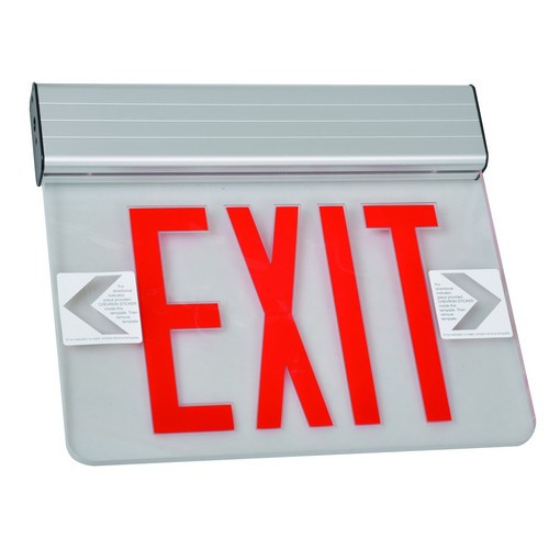 Morris 73310 Surface Mount Edge Lit Exit Sign Single Sided Legend Red LED Aluminum Housing
