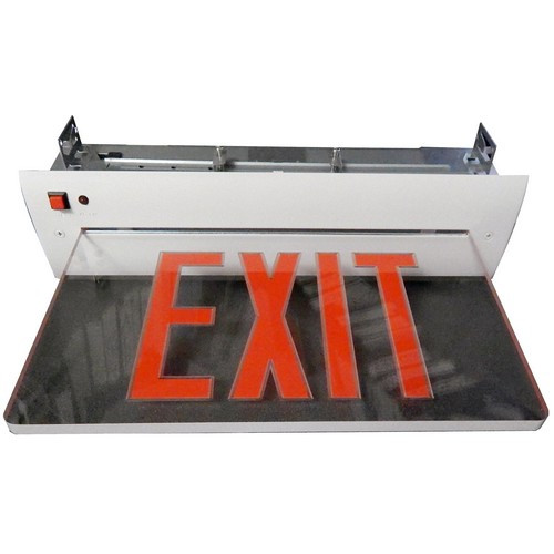 Morris 73331 Recessed Mount Edge Lit Exit Sign Single Sided Legend Red LED White Housing