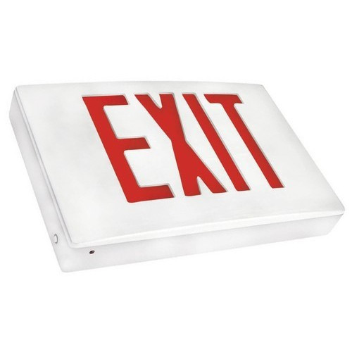 Morris 73348 Cast Aluminum LED Exit Sign - Red LED - White Housing - White Face