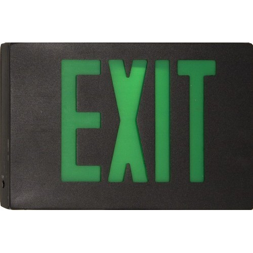 Morris 73364 Cast Aluminum LED Exit Sign - Green LED - Black Housing - Black Face