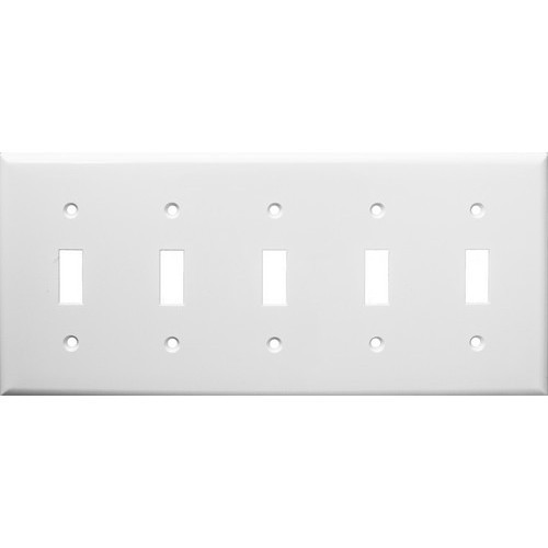 Morris 81051 White 5 Gang Lexan Toggle Switch Wall Plate