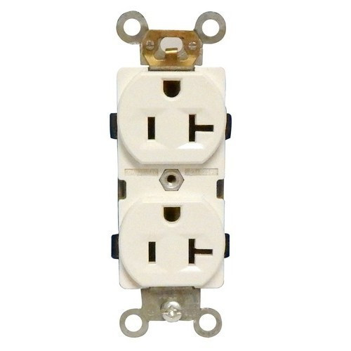 Morris 82131 White 20A-125V Industrial Grade Duplex Receptacle