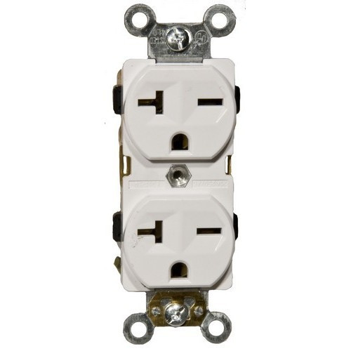 Morris 82206 White 20A-250V Industrial Grade Duplex Receptacle