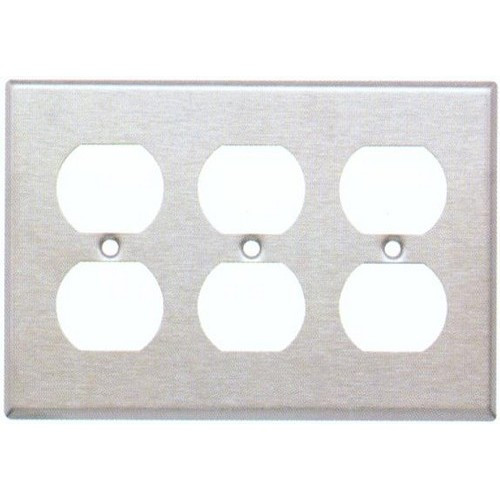 Morris 83230 Stainless Steel 3 Gang Painted Steel Duplex Receptacle Wall Plate