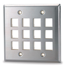 SignaMax DSKF-12 12-Port Double Gang Stainless Steel Faceplate