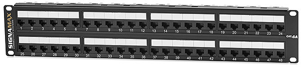 SignaMax 48458MD-C6AC 48-Port Category 6A MD-Series Unscreened Patch Panel, 2 RMU