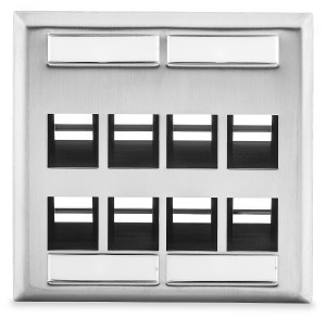 SignaMax DSKFLA-8 8-Port Double-Gang Angled Stainless Steel Keystone Faceplate