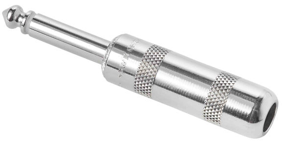 Switchcraft 280 1/4" Mono 2 Conductor Cable Mount Plug, Nickel Metal Handle w/Solder Lugs & Cable Clamp