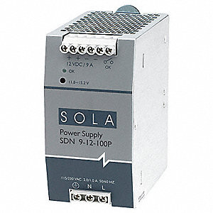 Sola SDN9-12-100P 108W 12V DIN P/S 115/230V IN