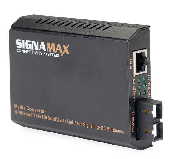 SignaMax FO-065-1110LFS 10/100TX to 100FX Media Converter with USB Power Option SC/MM, 2 km