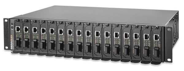 SignaMax FO-065-1185 16-Bay Rack Mount Media Converter Chassis with Redundent Power Supplies