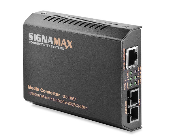 SignaMax FO-065-1196ALXED 10/100/1000TX to 1000LX Media Converter SC/SM, 20 km