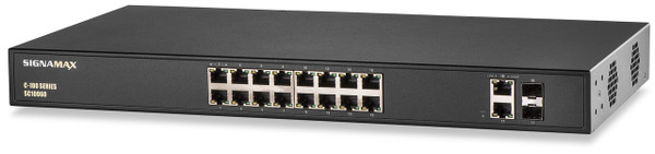 SignaMax FO-SC10060 C-100 16 Port Fast Ethernet PoE+ Switch with 2 Combo Ports