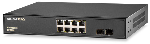 SignaMax FO-SC10080 C-100 8 Port Gigabit PoE+ Switch with 2SFP Ports