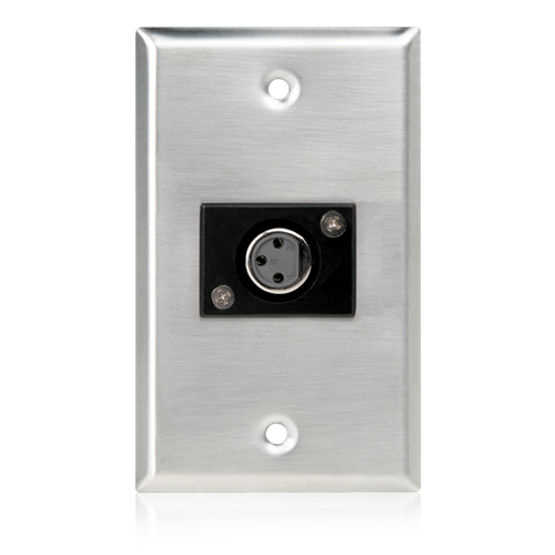 Atlas SG-XLR-F1 Single Gang Stainless Steel Plate with (1) Female 3 Pin XLR