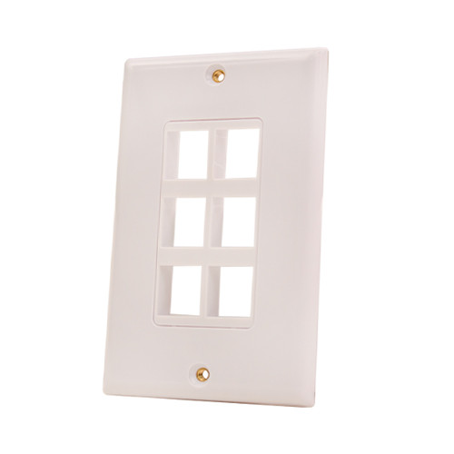 Vertical Cable 308-623D/6P/WH 6-Port Decora Style White Keystone Wall Plate