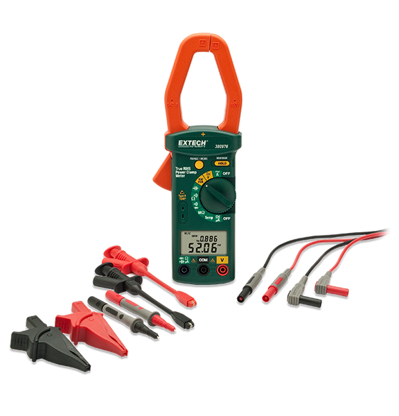 Extech 380976-K Single Phase/Three Phase 1000A AC Power Clamp Meter Kit