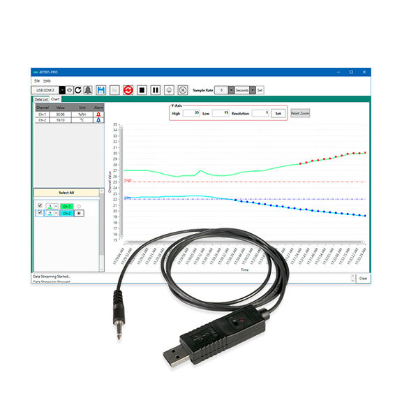 Extech 407001-PRO Data Acquisition Software and USB Cable