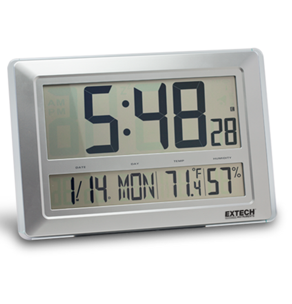 Extech CTH10A Radio-Controlled Wall Clock Hygro-Thermometer with Calendar