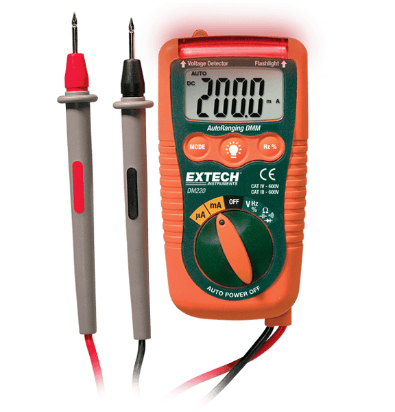 Extech DM220 Mini Pocket MultiMeter with Non-Contact Voltage Detector