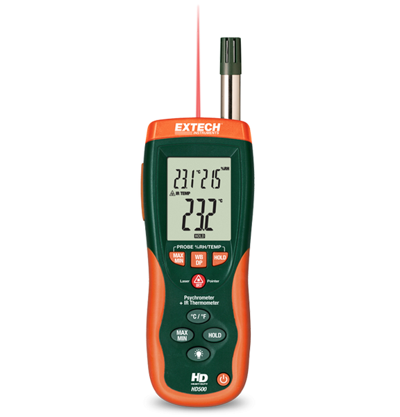 Extech HD500 Psychrometer with InfraRed Thermometer