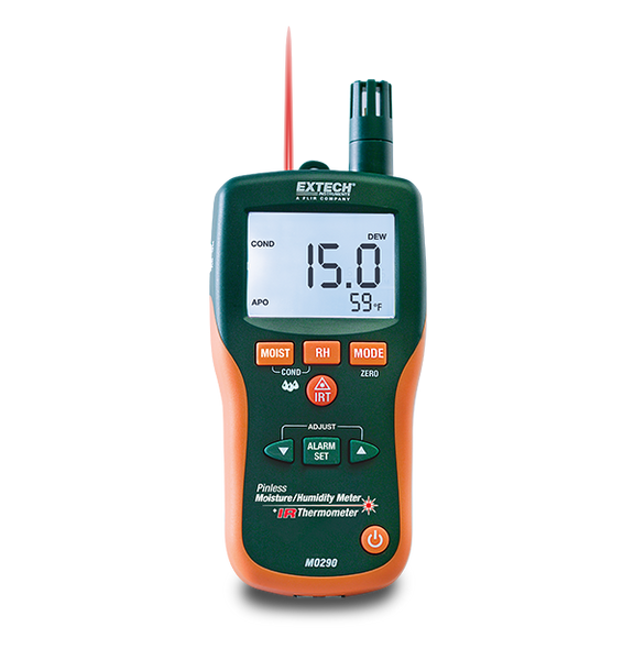 Extech MO290-NISTL Pinless Moisture Psychrometer + IR