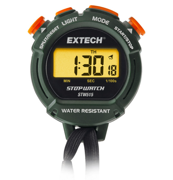 Extech STW515 Digital Stopwatch/Clock with Calendar and Backlit Display