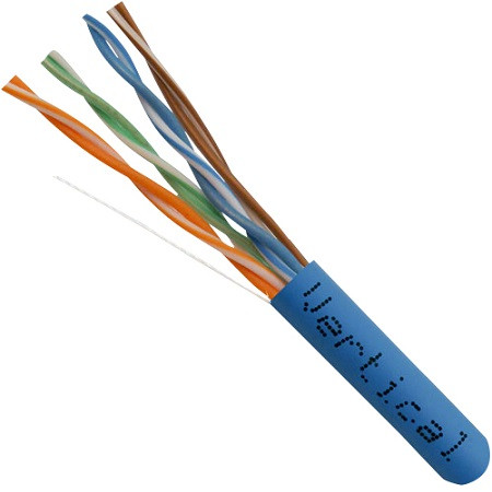 Vertical Cable Cat5 Plenum 24AWG UTP 4 Pair Solid Bare Copper 1000ft Pull Box Blue