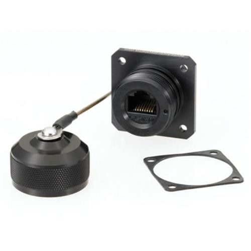 L-Com ECSD3103U00 Category 6, Ruggedized Flange Mount, Zinc-Nickel finish with Grounding Shield and Dust Cap