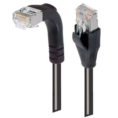 L-Com TRD695SRA1BLK-10 Shielded Category 6 Right Angle RJ45 Ethernet Patch Cords -Straight to Down Angle
