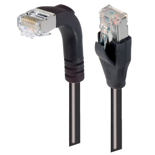 L-Com TRD815SRA1BLK-12M Category 5e Shielded Right Angle RJ45 Ethernet Patch Cords - Straight to RA (Down)