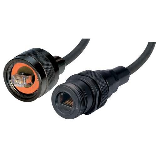 L-Com TRD8RG6-02 IP68 Ethernet Cable, RJ45, Plug / Jack, ANOD Finish w/ FR-TPE Cable & Dust Caps