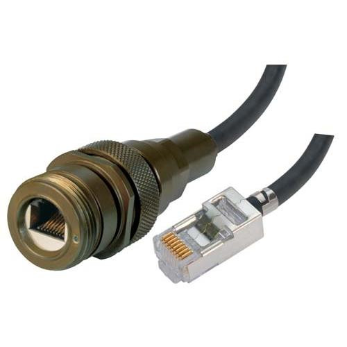 L-Com TRD8RG6-10 IP68 Ethernet Cable, RJ45, Plug / Jack, ANOD Finish w/ FR-TPE Cable & Dust Caps