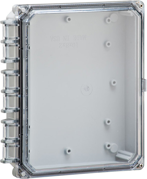 Integra H10082HC 10" x 8" x 2" Traditional High Impact Polycarbonate Hinged Enclosure
