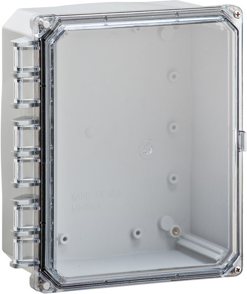 Integra H10084HCF 10" x 8" x 4" Traditional High Impact Polycarbonate Hinged Enclosure