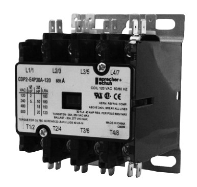 Sprecher & Schuh CDP2-E4P30A-277 Four Pole Definite Purpose Contactor with AC Coil