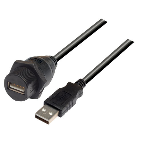 L-Com WPUSBAX-03M Waterproof Panel Mount Type A USB Cable