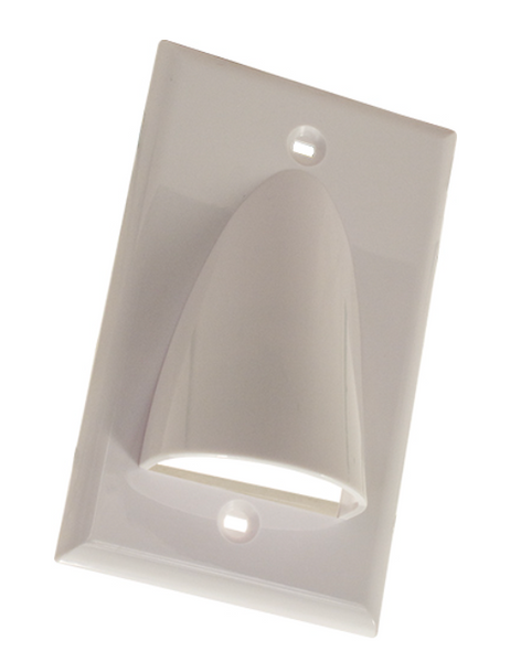 Vertical Cable 307-503F/1G/WH Single Gang White Feedthrough Wall Plate