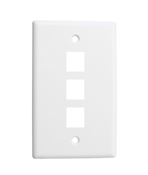 Vertical Cable 304-J2639/3P/WH 3-Port White Keystone Wall Plate