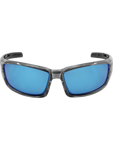 Bullhead Safety BH14209 Maki Blue Mirror Polarized Lens, Silver Inlay Frame Safety Glasses