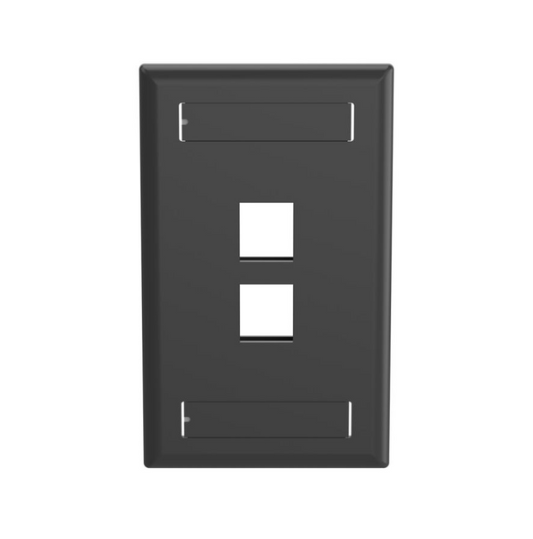 Panduit NK2FBL Netkey 2 Port Black Faceplate with Label